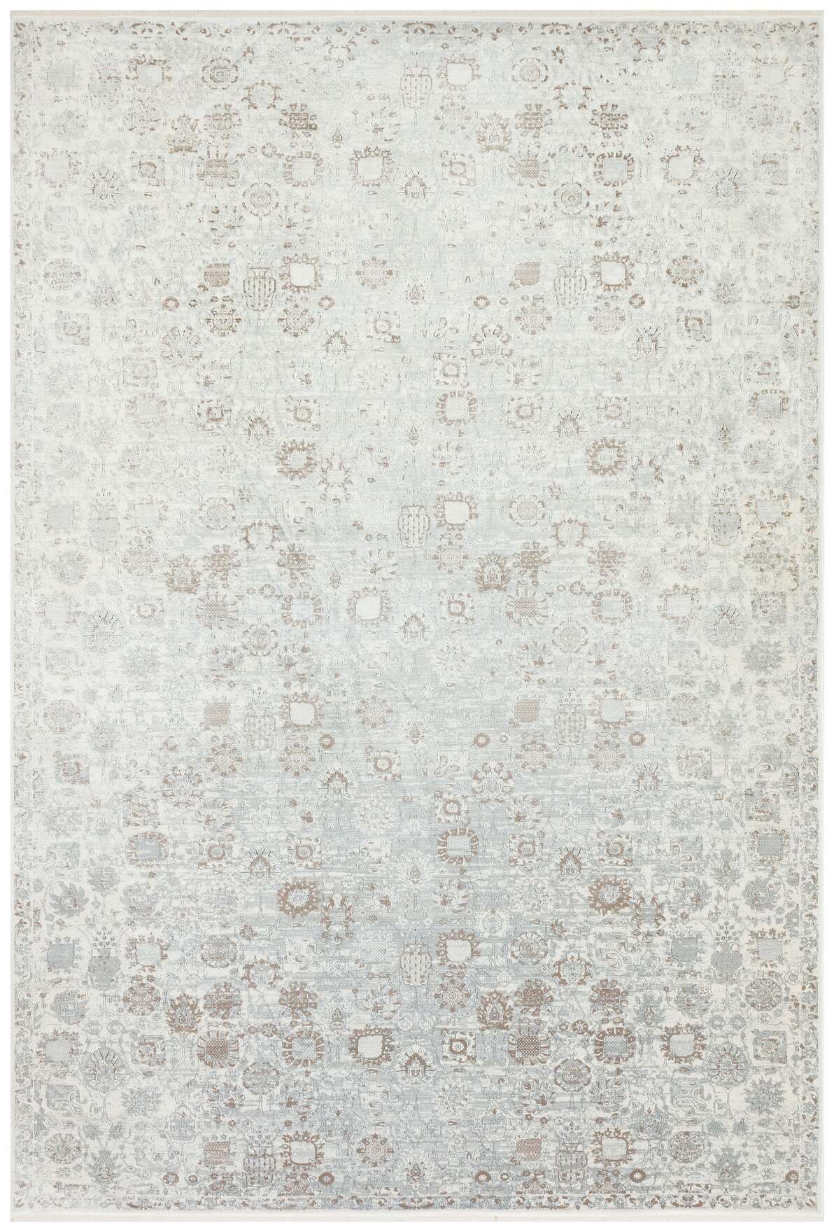 Heriz 8213 Krem - Viskon Bambu Dokuma Halı | Modern Salon Halısı